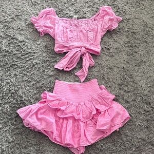 Pink Ruffled Two-Piece Set